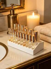 Multi-Slot Slanted Design Perfume Sample Rack, Perfume Sample Bottle Storage, Desktop Mini Bottle Display Storage Rack, Portable Travel Perfume Spray Bottle Storage, Suitable For Vanity Tabletop, Birthday Gift, Housewarming Gift, Halloween Gift - Multicolor - View 3