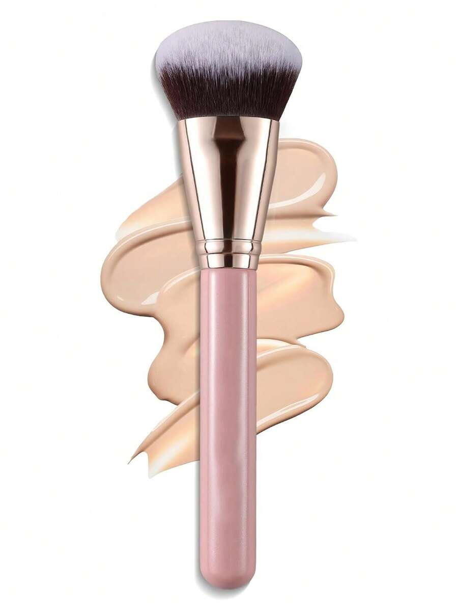 Makeup Brush, Curved Foundation Brush, Large Area Application, Curved Fit To Skin, Suitable For Foundation Brush, Concealer Brush - Baby Pink - View 1