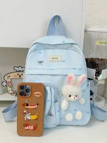 Cartoon Cute Rabbit Plush Backpack, Girly Student School Bag, Kindergarten Backpack For School, Travel, Outings, Lightweight Small Backpack, Casual Storage Small Bag - A - View 7