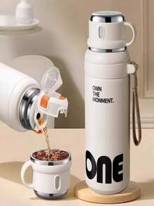 1pc Fashion 3-In-1 Portable Insulated Cup With Handle Lid And Lanyard, Leak-Proof Stainless Steel Vacuum Travel Mug, Exquisite Design Reusable Drinking Cup, Suitable For Daily Commute, Sports, Campus Life And Outdoor Activities - Multicolor - View 7