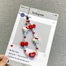 Hasbro 1PC Hello Kitty DIY Beads, Pendants, DIY Bag Decorations, Red Love Bow Mobile Phone Pendant, Compatible With All Mobile Phone Cases, Tablet Cases And Backpacks - One Size - View 7