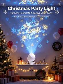1pc LED Snowflake Projection Night Light, Dynamic Projection Lamp, USB Powered Adjustable Atmosphere Light, Suitable For Living Room And Game Room Decoration, Snowflake Theme Projection Light, Wall Rotating Decoration, 360° Rotating Dynamic Pattern Light & Shadow Decoration, Lighting, Lamp, Bedroom Lighting, Birthday, Party, Photography Lighting, Bulb, Christmas, Snowflake, Light, Projector, Suitable For Ceiling, House, Room, College, Holiday, Living Room, Bedroom, Event - Dynamic Projector Light - View 5