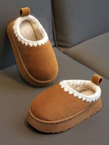 Infant Slippers With Back Strap And Hook-And-Loop Anti-Slip Toddler Baby Indoor Home Bedroom Slippers For Boys And Girls Autumn Winter - Brown - View 3