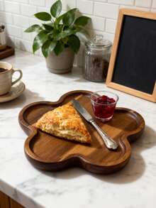 1pc Solid Wood Serving Tray, Made Of Premium Acacia Wood, Suitable For Serving Steak, Dessert, Fruit, Bread, Appetizers; Can Be Used As Serving Tray, Home Decor, Kitchen Accessory, Perfect Decoration For Halloween, Christmas, Also Suitable As Practical Gift For Back To School, Housewarming Party - View 4