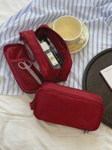 Large Capacity Double Layer Makeup Bag, Multi-Function Travel Pencil Case, Portable Waterproof Travel Cosmetic Storage Bag, Multi-Compartment Toiletry Bag, School And Travel Essentials, Back To School Christmas Gift, Bedroom Room Decor, Back To School - Single Piece - View 10