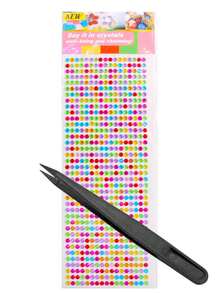 1 Set, Stickers Aesthetic, Scrapbook Supplies, Solid Color Round Crystal Rhinestone Decor Stickers, Glossy Shiny Surface, Self Adhesive, For Surface Embellishment And Decoration - 3mm Round Rhinestone Stickers - View 15