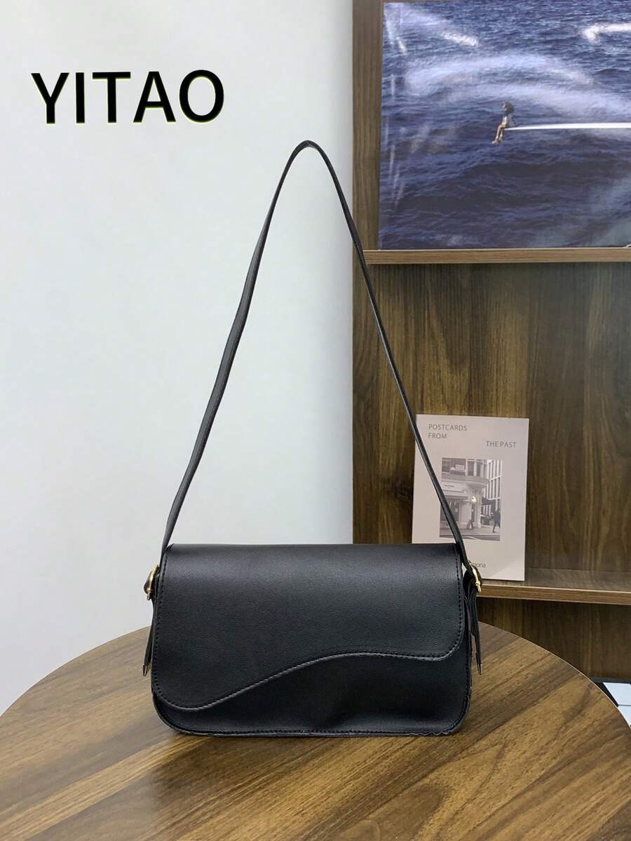 New Fashion Flap Magnetic Closure Shoulder Bag, Commuter Minimalist Underarm Small Square Bag