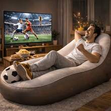 Sillón ergonómico extra ancho con soporte de cabecera elevado, colchón inflable multiusos para interiores y exteriores, sofá cama inflable para jardín, playa, siesta, viajes y temporada escolar - Mueble inflable portátil - A - Ver 2
