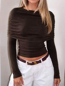 Women's Elegant Street Vacation 2 In 1 Top - Brown - View 8