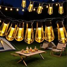 Đèn dây LED năng lượng mặt trời hình đu đủ, 5m-10LED / 8m-20LED / 11m-30LED nhiều kích cỡ, chống nước, ánh sáng trắng ấm, 8 chế độ chiếu sáng, đèn trang trí treo cho sân vườn, hiên nhà, sân, cắm trại, tiệc tùng, trang trí lan can nhà - Đèn đu đủ - Xem 4