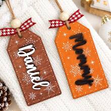 Custom Christmas Stocking Name Tag, Personalized Wooden Snowflake Ornament, Holiday Stocking Decor, Customized Christmas Tree Decorations, Customizable Name Bag Charm, Festive Party Accessories, Christmas Gift For Family Friends, Merry Christmas - Style B - View 7