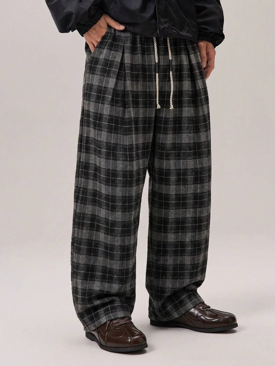Vaulklash Men's Casual Loose Straight Leg Fashion Long Pants, Spring/Autumn - Black - View 1