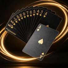 Black Gold Diamond Pattern PVC Plastic Playing Cards, Waterproof, Washable, Flexible, Different From Ordinary Paper Playing Cards. Applicable Scenes: Texas Hold'em, Board Games, Magic Performances, Card Flourishing Practice, Collection Gifts, Party Entertainment - Multicolor - View 5