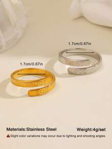 2pcs/Set Stainless Steel 18K Gold Plated Fashion Trust God Ring Suitable For Women Daily Wear - Multicolor - View 2