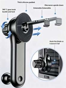 Universal Gravity Car Phone Holder, Air Vent Design, Shockproof Stable Hands-Free Auto Navigation Base, Equipped With Adjustable Telescopic Arm, Waterproof ABS Material Phone Mount, Compatible With All Smartphone Models - A - View 6