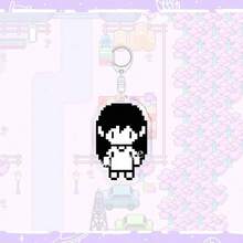 Gantungan Kunci Karakter Pixel OMORI, Liontin Perangkat Game, Aksesori Portabel Bergaya yang Dapat Dikoleksi - Coffee Brown - View 3
