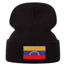1pc National Flag Color Block Embroidered Brimless Knit Beanie, Casual Versatile Autumn/Winter Outdoor Sports Skiing Cold Weather Hat - Multicolor - View 2