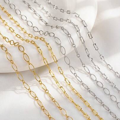 1m Stainless Steel Oval Chain Square Frame Embossed Chain Handmade Chain Suitable For DIY Necklace Bracelet Jewelry Accessories