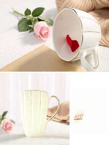 New Fashion British Elegant White Ceramic Coffee Mug With Gold Rim And Handle Decoration, Halloween Pumpkin Shaped Coffee Cup, Home Office Dining Table Decor Exquisite Gift, Suitable For Tea And Coffee Lovers - Multicolor - View 9