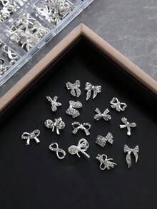 30pcs/20pcs/10pcs Metal Bow Nail Art Charms, Shiny Rhinestone & Pearl Inlaid Alloy Nail Decorations, Luxury 3D Bow Nail Accessories For DIY Nail Art - Multicolor - View 11
