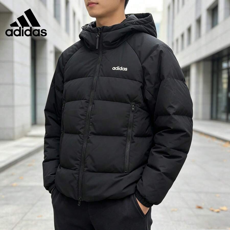 Adidas Men's 2026 New Down Jacket, Casual Warm Windproof Outerwear KX5248 - Black - View 1