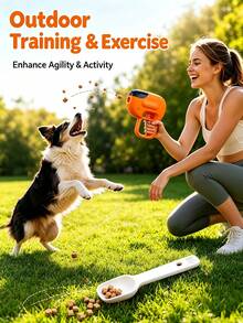 2pcs Pet Treat Launcher Set, Interactive Treat Launcher For Dogs And Cats, Includes 2-In-1 Scoop And Cleaning Brush, Easy To Fill Freeze-Dried Treats And Clean Residue, Suitable For Indoor And Outdoor Play And Reward Training, Battery-Free - Multicolor - View 2