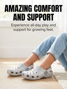 Crocs CLASSIC CLOG Kids' Clogs Anti-Slip Soft Cushioned Daily Weekend Travel 206992-0IC - Silver - View 3