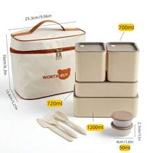 Bento Box, Stackable Lunch Box With Utensils Fork Spoon Knife, Translucent Plastic Food Storage Container With Strap Handle, Double Layer Meal Prep Box, Salad Sushi Container For School Student Office Work Travel, Rectangular Portable Lunchbox - Multicolor - View 12