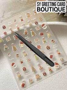1pc Gold Foil Christmas Theme Stickers, Santa Claus, Gingerbread Man, Bear, Snowflake Multiple Designs Self-Adhesive Stickers, Transparent Background Holiday Pattern Stickers, Decorate Water Cups, Cameras And Holiday Gift Packaging - Decorative Stickers - View 7