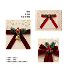 Christmas Velvet Bow Bell Hanging Ornament, Christmas Tree Decoration, Scene Decor, Door Hanging - Multicolor - View 7