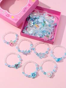 20Pcs Blue Heart Beaded Bracelets Gift Box For Girls, Kids Party Jewelry Birthday Gift - Multicolor - View 7