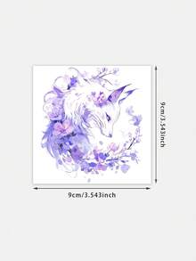 1pc Temporary Tattoo, Watercolor Purple Nine-Tailed Fox With Floral Pattern, Realistic Fake Tattoo Design, For Daily, Bachelorette Party Favors, Music Festival, Game, Graduation Gift, Lasts 3-5 Days - Multicolor - View 6