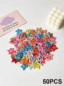 50/100pcs Cute Hollow Star Hair Clips, Colorful Dopamine Style, Sweet Y2K Aesthetic Hair Accessories, Fashion Hair Clips, Assorted Colors - Multicolor - View 12