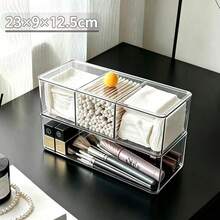 1pc Multi-Functional Desktop Cosmetic Storage Box, Colorful Ball Convenient Opening Handle, Thickened High-Transparency Dust-Proof Design, Freely Stackable Combination, Home Vanity Storage For Cotton Pads, Cotton Swabs, Lipsticks, Makeup Tools, Neat Storage Organizer - View 11