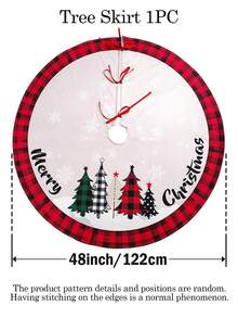Christmas Tree Skirt, Christmas Tree Style Black And Red Plaid Polyester Christmas Tree Decorative Carpet, Large Christmas Tree Mat, Winter Holiday Christmas Tree Decoration, 2026 Christmas New Year Indoor Outdoor Decoration - Christmas - View 9