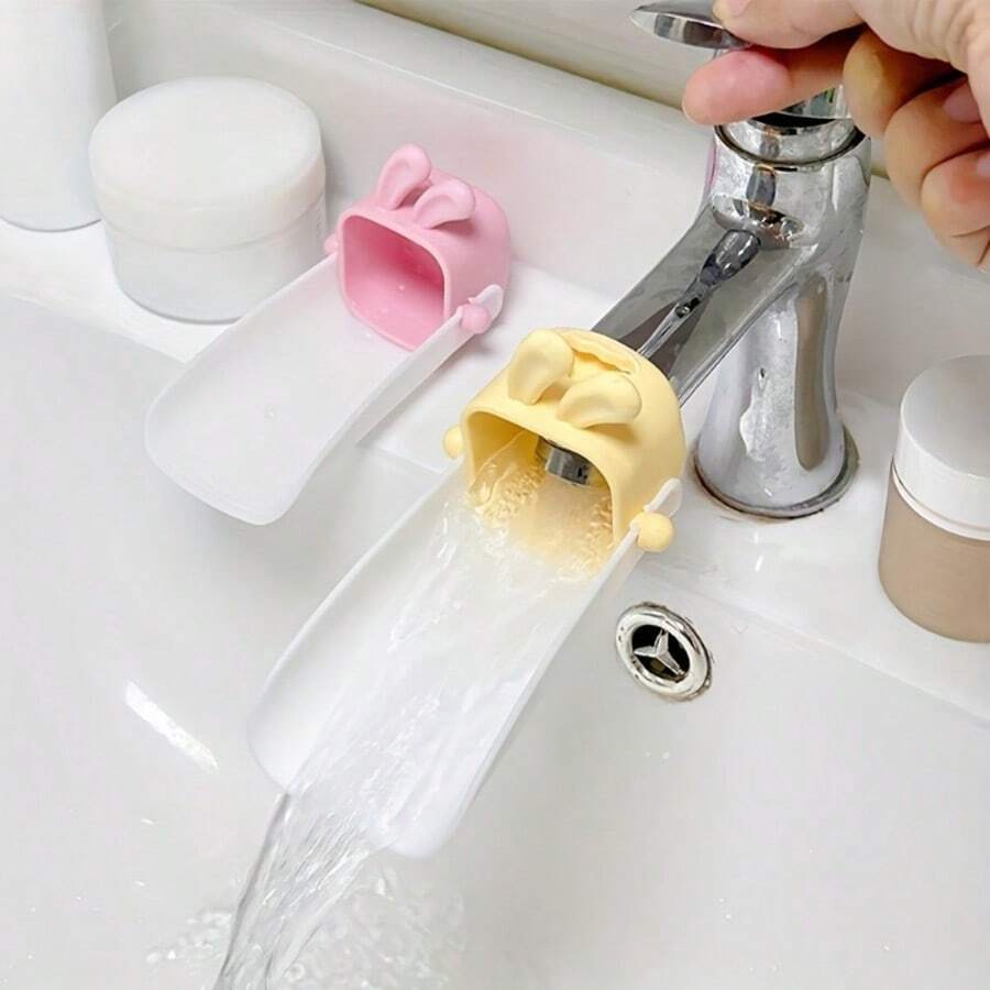 2pcs Convenient U-Shaped Faucet Extender, Basket-Style Design Easily Fits Sink Faucet, Rabbit-Shaped Splash-Proof Faucet Extender For Hand Washing - Multicolor - View 1