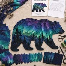IAGREEA Kit Patchwork DIY Aurora Wildlife, Set Jahit Patchwork Cahaya Utara DIY, Bahan Bordir Kain Langit Berbintang yang Sudah Dipotong, Kit Dekorasi Dinding Buatan Tangan, Cocok Untuk Pemula Dan Dewasa, Hadiah Natal yang Sempurna - A - View 11
