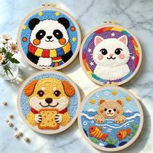 Kit Sulam Jarum Tusuk DIY untuk Pemula: Termasuk Jarum, Benang, Instruksi, Bingkai Sulam, Kain Pra-cetak dengan Pola Hewan yang Lucu. Dekorasi Dinding Buatan Tangan Kreatif atau Hadiah. Kit Jarum Tusuk 2D. Kit untuk Pemula/Menyenangkan/Santai. 20x20cm (7,87x7,87 Inci). - A - View 13
