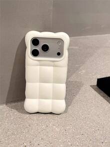 純色啞光 3D 泡泡方格手機殼，軟矽膠防震防摔緩衝保護套，防指紋防滑手機殼，適用於 iPhone 13 14 15 16 17、 18、 Pro、 Pro Max - 白色 - 查看 8