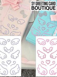 1pc/2pcs Rhinestone Decor Stickers, Self-Adhesive Heart Angel Wings Rhinestone Stickers, Pink Acrylic Glitter Rhinestone Decor, Suitable For Phone Cases, Gift Boxes, Packaging, Digital Device Exterior Decoration - Decorative Stickers - View 6