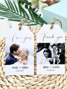 Customizable Photo Gift Tags With Jute Twine, Suitable For Wedding Favors, Bridal Shower, Anniversary, Party Decor And Holiday Gift Wrapping - Multicolor - View 3
