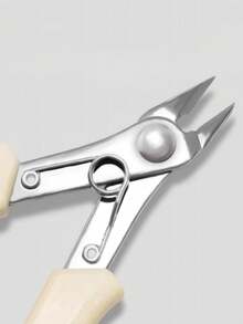 Nail Art Rhinestone Removal Pliers, Non-Slip Cream White Handle, Nail Plate & Rhinestone Decor Peeling Tool, Nail Salon Accessory, Nail Removal Tool, Nail Removal Assistant Tool, Nail Art Rhinestone Removal & Manicure Tool, Nail Art Decor Removal Pliers - Multicolor - View 4