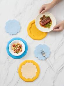YIYOUJIA EASY YOUR HOME 2-In-1 Detachable & Stackable Thick Silicone Heat-Resistant Mat, Anti-Scald High-Temperature Resistant Kitchen Pot Pad, Cup Coaster, Bowl Mat. Kitchen Utensil Kitchen Handle, Small Size Can Be Used As Heat-Resistant Silicone Glove. Thickened Non-Slip Minimalist Pattern, Washable And Dishwasher , Easy To Clean And Store. Plate, Hot Soup, Baking Countertop Protection Mat, Home, Restaurant, Dorm Dining Table Heat-Resistant Mat. Effectively Protects Tabletop, Multi-Functional Pot Pad, Bowl Mat, Plate Mat. Household Kitchen Countertop Protection Mat, Kitchen Anti-Scald Tool. - View 7