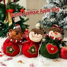 1pc Bestselling Gift Bag Candy Bag Decorative Faux Linen Old Man Apple Bag Drawstring Gift Bag, Holiday Gift - Multicolor - View 1