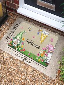1pc Christmas Creative Multi-Color Spring/Summer Butterfly & Dwarf Sponge Print Floor Mat, Soft Non-Slip Absorbent Velvet Carpet, Perfect Christmas Home Decor For Living Room, Sofa Front, Bedside, Kitchen, Hallway, Bathroom, Bedroom, Outdoor Rug, Outdoor Decoration, Christmas Decoration - A - View 3