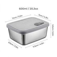 1 hộp bảo quản thực phẩm tươi trong tủ lạnh bằng thép không gỉ 304 có nắp, hộp đựng thịt kín chống rò rỉ, hộp bảo quản tươi tái sử dụng, dùng được trong lò vi sóng, có thể xếp chồng, tiết kiệm không gian, phù hợp làm hộp đựng thực phẩm cho nhà bếp và nhà hàng - Nhiều màu - Xem 13