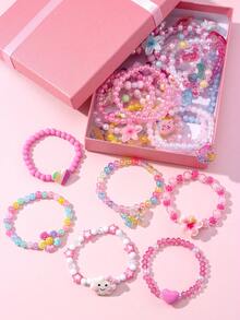 24‑Piece Kids Acrylic Colorful Beaded Bracelets Gift Box, Random Colors, Children Party Favors, Festival Wear, Birthday Gift For Kids - Multicolor - View 6