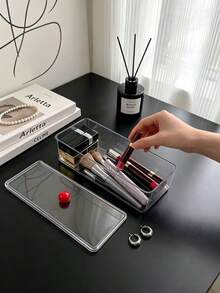 1pc Multi-Functional Desktop Cosmetic Storage Box, Colorful Ball Convenient Opening Handle, Thickened High-Transparency Dust-Proof Design, Freely Stackable Combination, Home Vanity Storage For Cotton Pads, Cotton Swabs, Lipsticks, Makeup Tools, Neat Storage Organizer - View 5