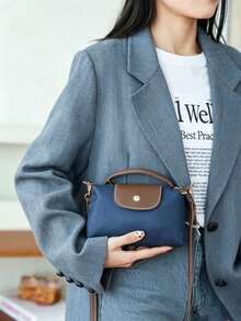 Mini Dumpling Handbag Lightweight Crossbody Bag Versatile Small Daily Bag, Nylon / Oxford Cloth, Lightweight, Waterproof, Durable, Top Zipper + Flap Snap Button, Perfect For Short Trips, Grocery Shopping, Coffee Dates, Commuting - Multicolor - View 10