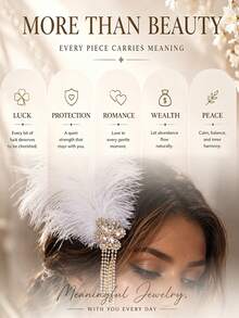 outingfit 1pc New Feather Hair Comb Minimalist Vintage Floral Tassel Hair Accessory Headpiece For Women - Gold - View 4